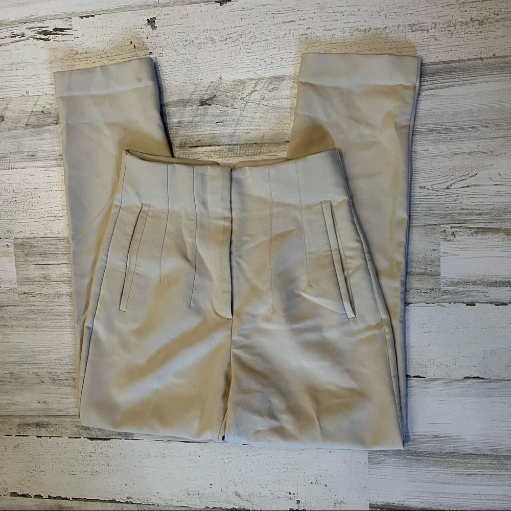 Zara Cream High-Waisted Trousers - Picture 6 of 8